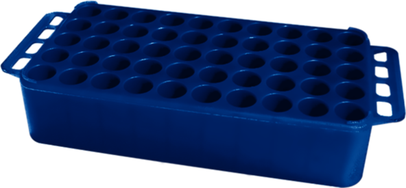 S-Monovette® rack D17, Ø opening: 17 mm, 5 x 10, blue, with handle
