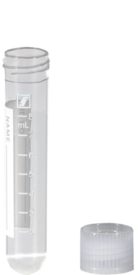 Tube avec bouchon à vis, 10 ml, (L x Ø) : 79 x 16 mm, PP, avec aplat