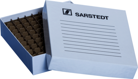 Caja de almacenamiento, tapa superior encajada, cartón, dimensión modular: 10 x 10, para 100 recipientes