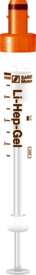 S-Monovette® Lithium Heparin Gel LH, 4,9 ml, Verschluss orange, (LxØ): 90 x 13 mm, mit Kunststoffetikett