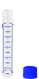 Screw cap tube, 5 ml, (LxØ): 75 x 13 mm, round base, PP, cap enclosed, 1,000 piece(s)/bag