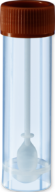 Tube pour recueil de selles, avec cuillère, bouchon à vis, (L x Ø) : 76 x 20 mm, transparent, stérile