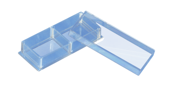 x-well cell culture chamber, 2 wells, on coverglass