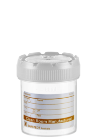 Multi-purpose container, max. volume: 70 ml, (LxØ): 55 x 44 mm, graduated, PP, translucent, with paper label