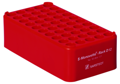 S-Monovette®-Rack D12, Ø Öffnung: 12 mm, 5 x 10, rot