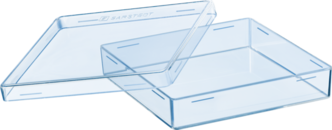 Placa de Petri, 100 x 100 x 20 mm, transparente, sem saliências de ventilação