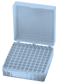 Boîte de conservation, couvercle à charnière, PP, format : 10 x 10, pour 100 récipients