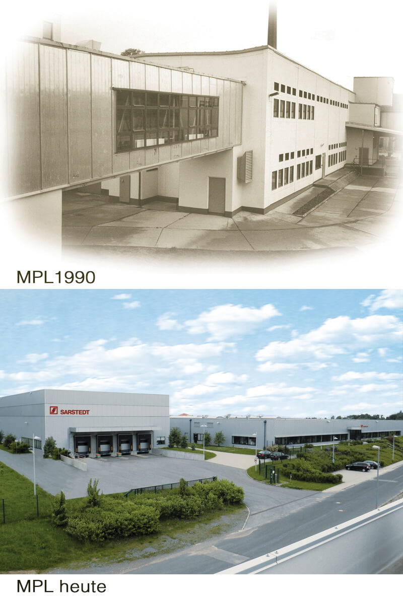 Oben Bild der Firma MPL aus dem Jahre 1990, darunter aktuelles Bild der Firma MPL
