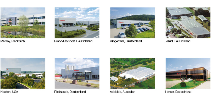Standorte der unterschiedlichen Produktionswerke